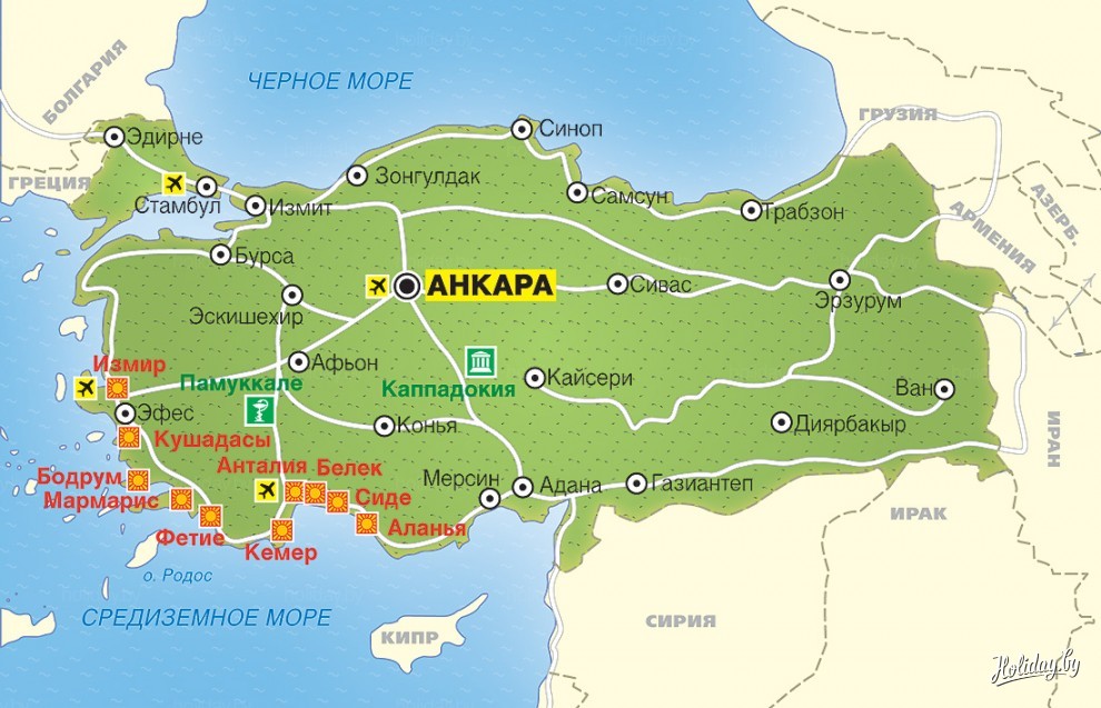 Туристическая карта Турции - туристический блог об отдыхе ...